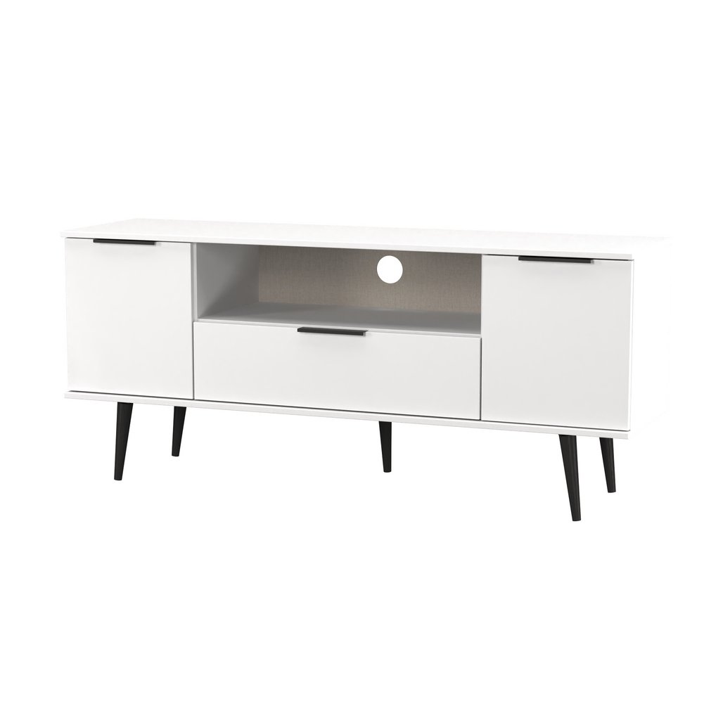 Hong Kong 2 Door 1 Drawer Wide TV Unit with Black Legs
