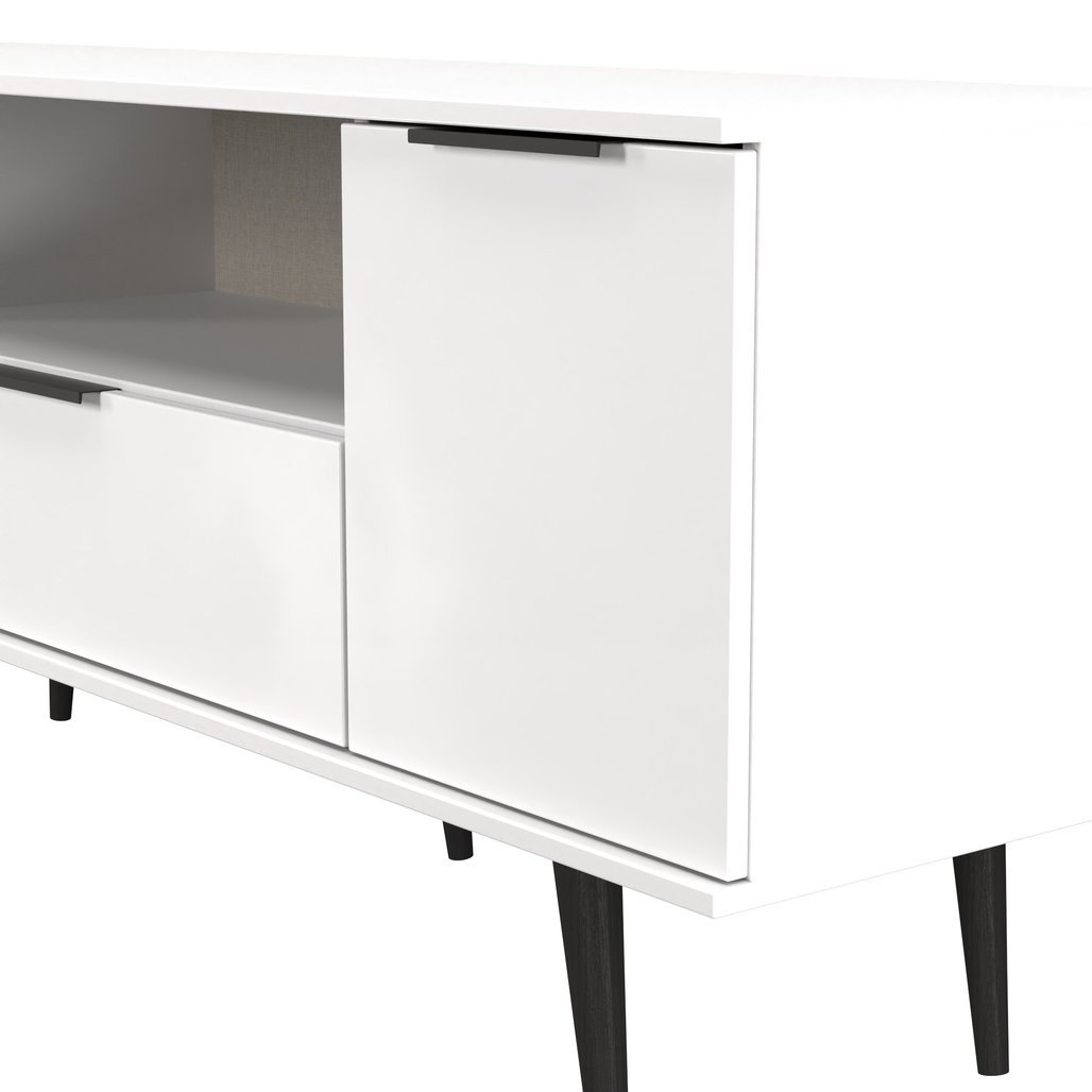 Hong Kong 2 Door 1 Drawer Wide TV Unit with Black Legs