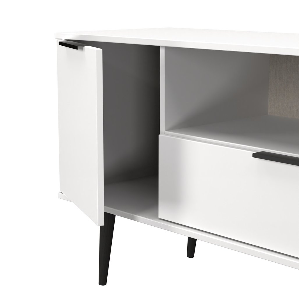 Hong Kong 2 Door 1 Drawer Wide TV Unit with Black Legs