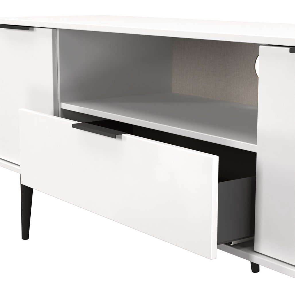 Hong Kong 2 Door 1 Drawer Wide TV Unit with Black Legs