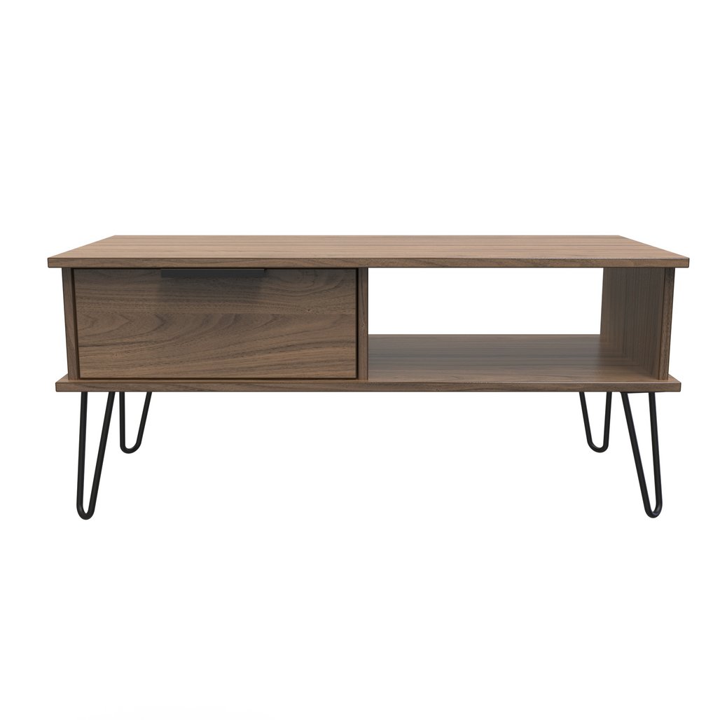 Hong Kong 1 Drawer Coffee Table with Black Hairpin Legs
