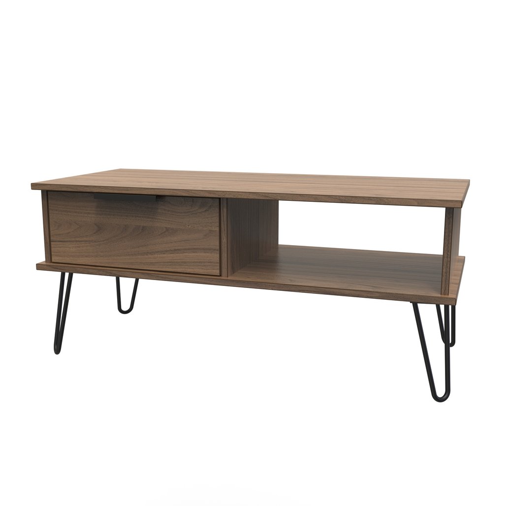 Hong Kong 1 Drawer Coffee Table with Black Hairpin Legs