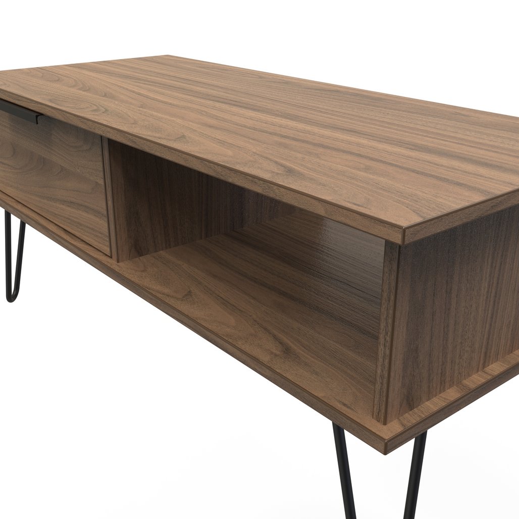 Hong Kong 1 Drawer Coffee Table with Black Hairpin Legs