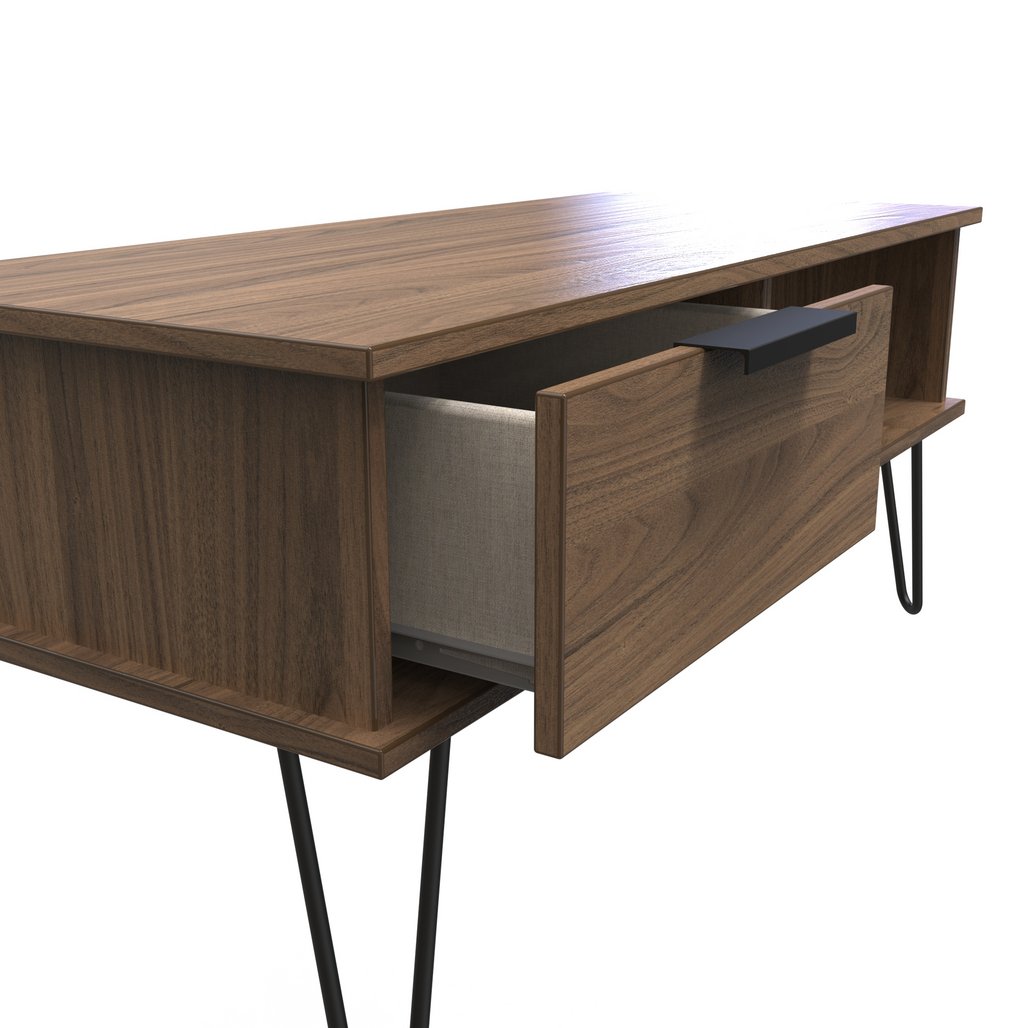 Hong Kong 1 Drawer Coffee Table with Black Hairpin Legs