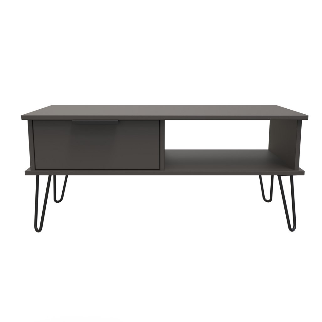 Hong Kong 1 Drawer Coffee Table with Black Hairpin Legs
