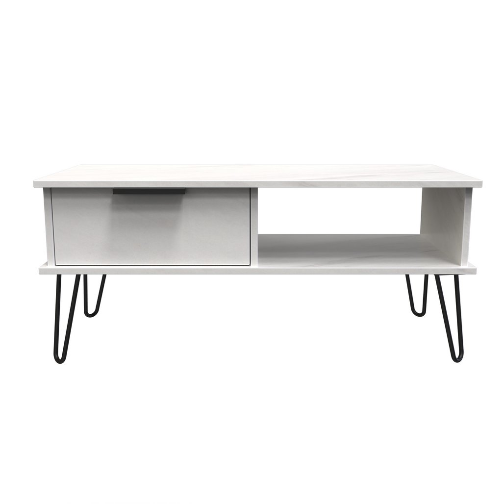Hong Kong 1 Drawer Coffee Table with Black Hairpin Legs