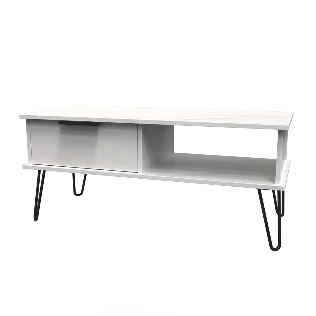Hong Kong 1 Drawer Coffee Table with Black Hairpin Legs