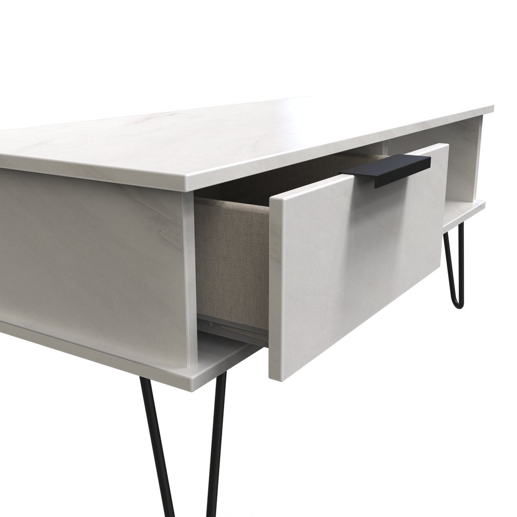 Hong Kong 1 Drawer Coffee Table with Black Hairpin Legs