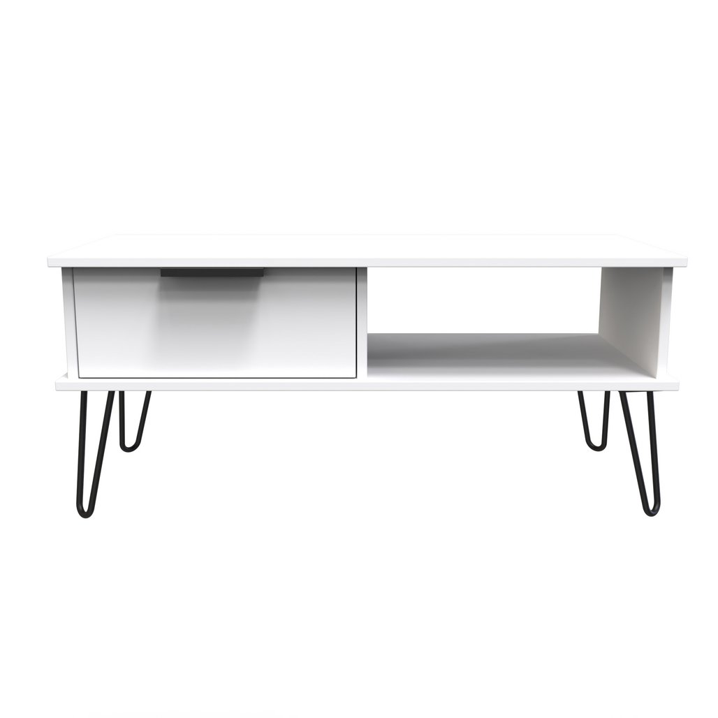 Hong Kong 1 Drawer Coffee Table with Black Hairpin Legs