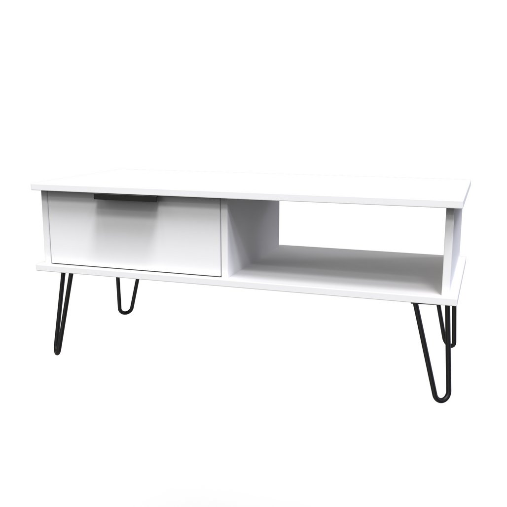 Hong Kong 1 Drawer Coffee Table with Black Hairpin Legs