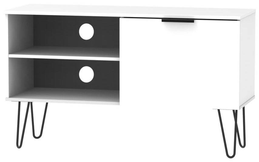 Hong Kong 1 Door 2 Shelf TV Unit with Black Hairpin Legs