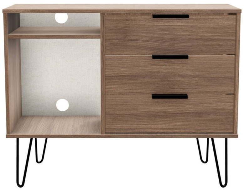 Hong Kong 3 Drawer 2 Shelf TV Unit with Black Sleigh Legs