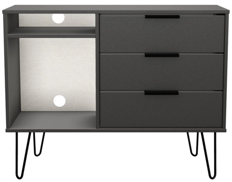 Hong Kong 3 Drawer 2 Shelf TV Unit with Black Sleigh Legs