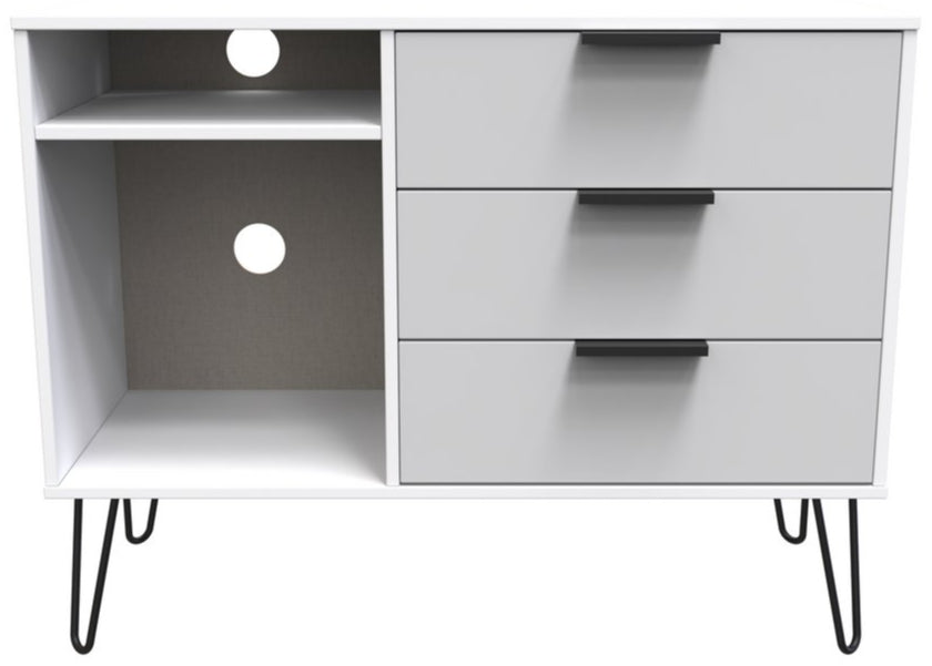 Hong Kong 3 Drawer 2 Shelf TV Unit with Black Sleigh Legs