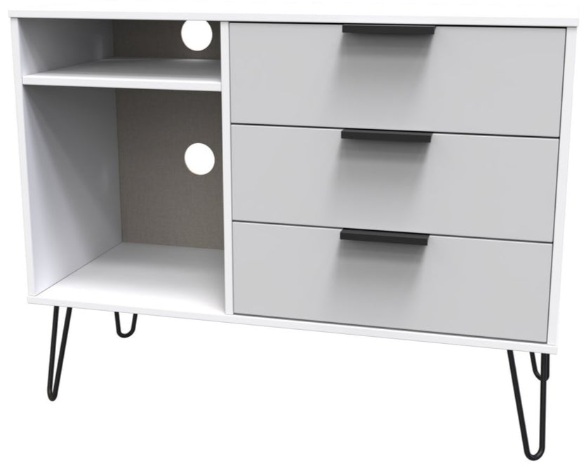 Hong Kong 3 Drawer 2 Shelf TV Unit with Black Sleigh Legs