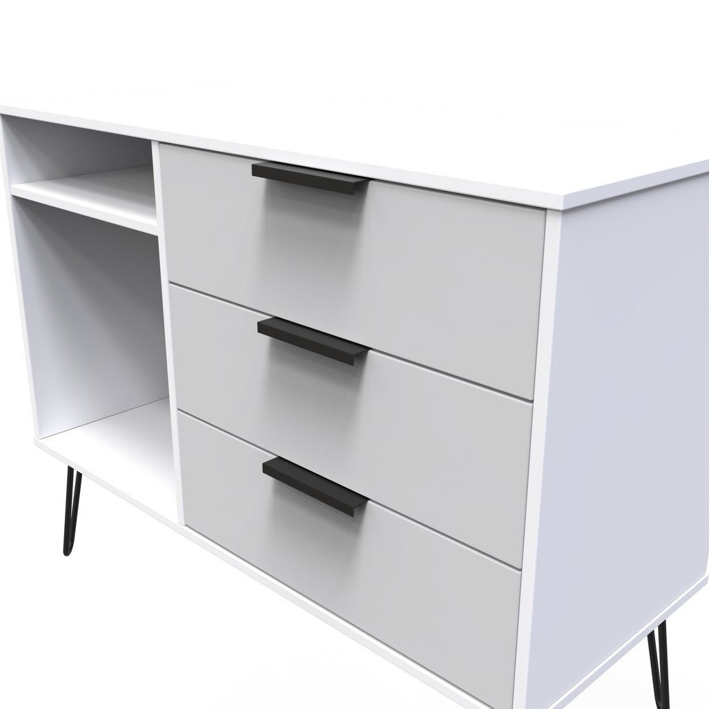 Hong Kong 3 Drawer 2 Shelf TV Unit with Black Sleigh Legs
