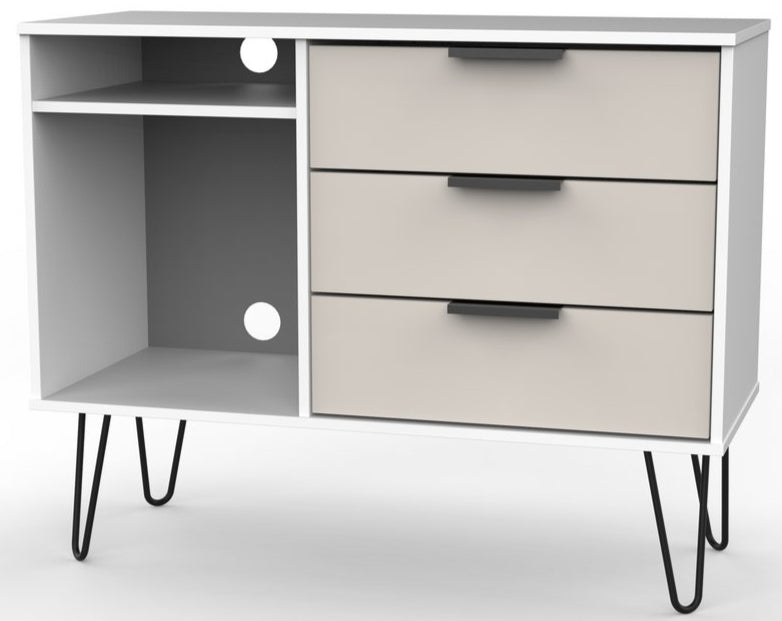 Hong Kong 3 Drawer 2 Shelf TV Unit with Black Sleigh Legs