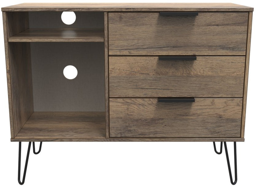 Hong Kong 3 Drawer 2 Shelf TV Unit with Black Sleigh Legs