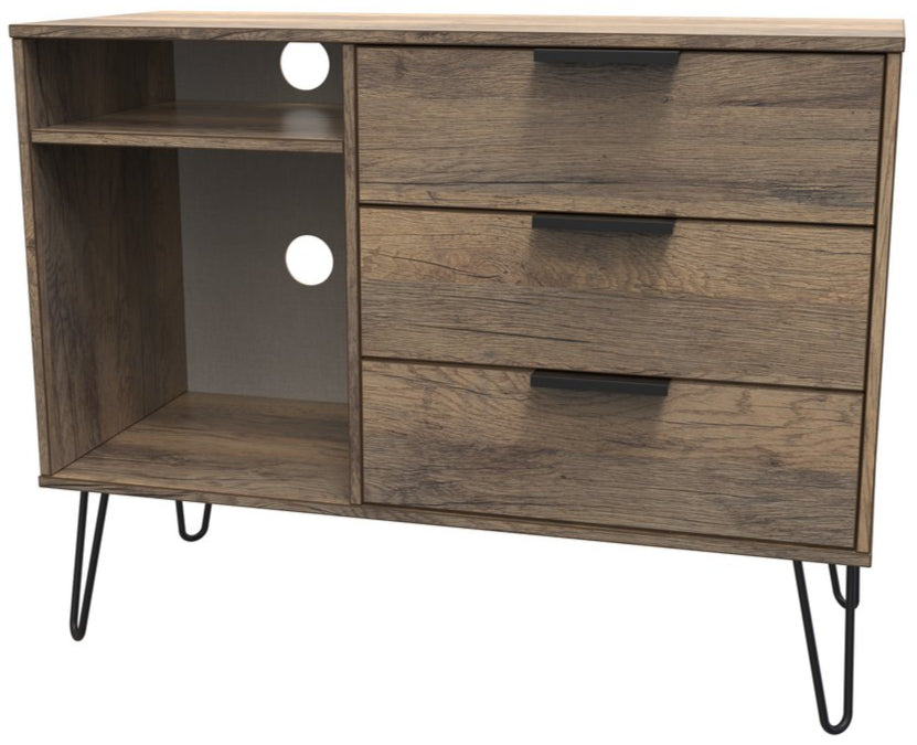 Hong Kong 3 Drawer 2 Shelf TV Unit with Black Sleigh Legs
