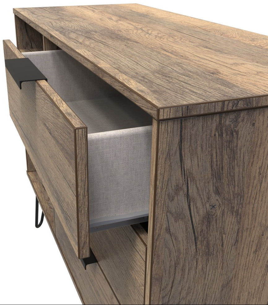 Hong Kong 3 Drawer 2 Shelf TV Unit with Black Sleigh Legs