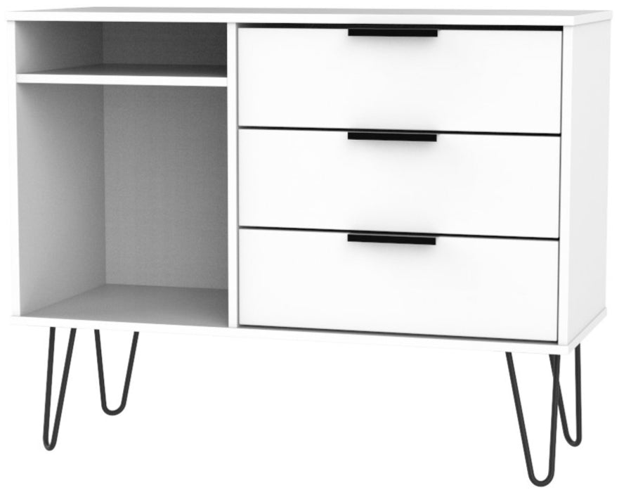 Hong Kong 3 Drawer 2 Shelf TV Unit with Black Sleigh Legs