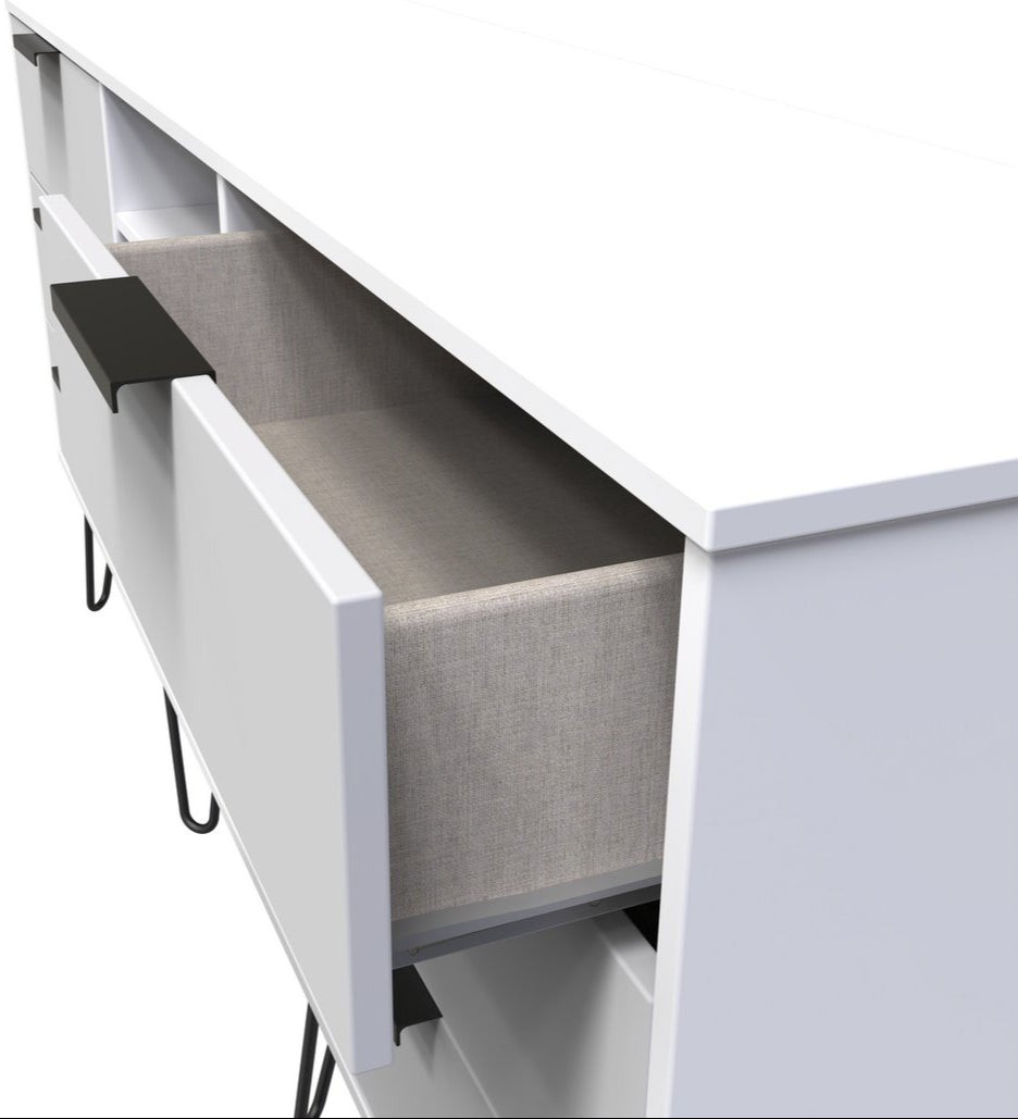 Hong Kong 6 Drawer 2 Shelf TV Unit with Black Hairpin Legs