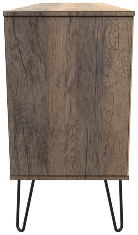 Hong Kong 6 Drawer 2 Shelf TV Unit with Black Hairpin Legs