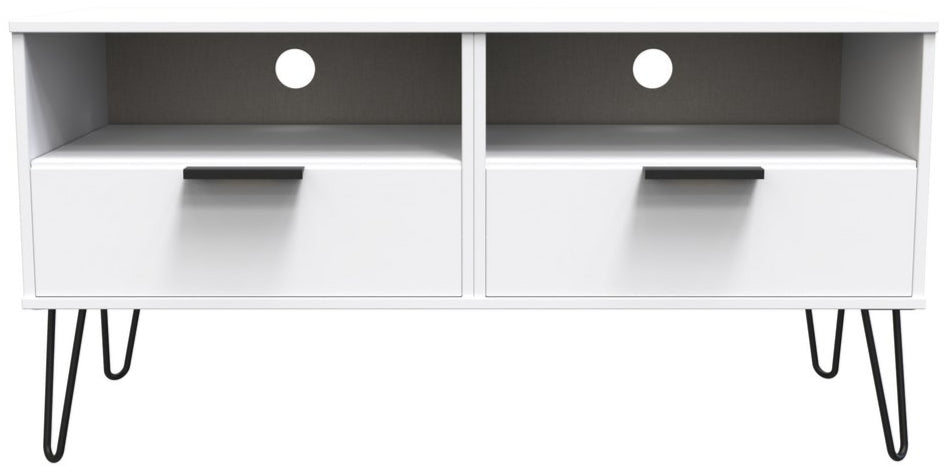 Hong Kong 2 Drawer Large Media Unit with Black Hairpin Legs