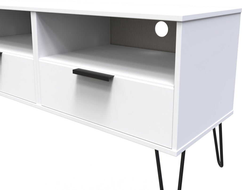Hong Kong 2 Drawer Large Media Unit with Black Hairpin Legs