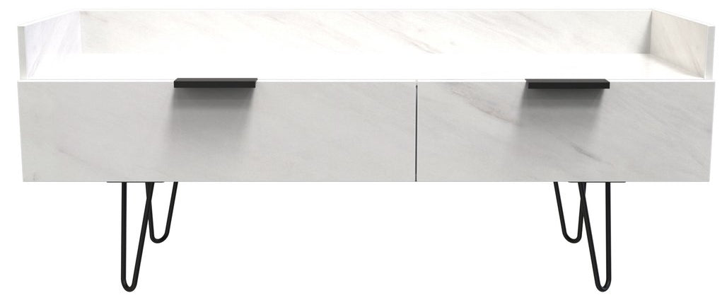 Hong Kong 2 Drawer Media Console with Black Hairpin Legs