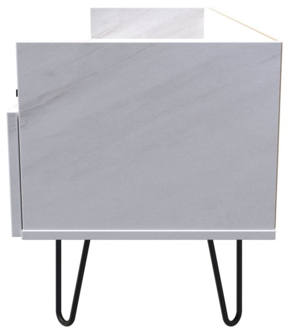 Hong Kong 2 Drawer Media Console with Black Hairpin Legs