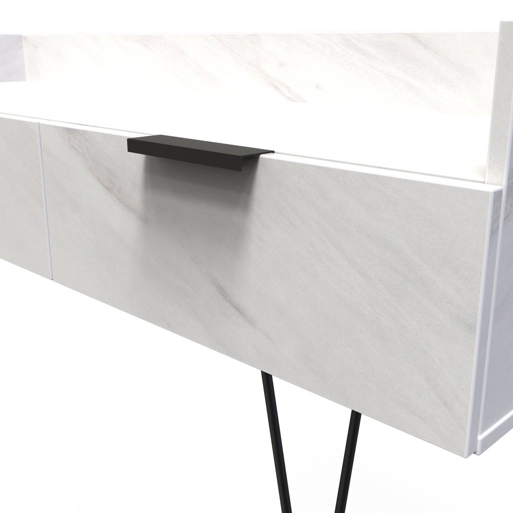 Hong Kong 2 Drawer Media Console with Black Hairpin Legs