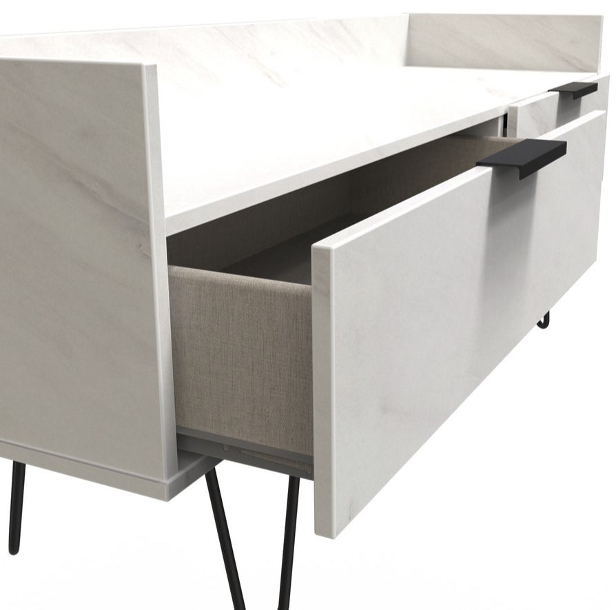 Hong Kong 2 Drawer Media Console with Black Hairpin Legs
