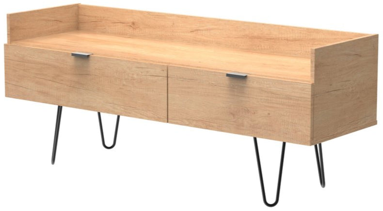 Hong Kong 2 Drawer Media Console with Black Hairpin Legs