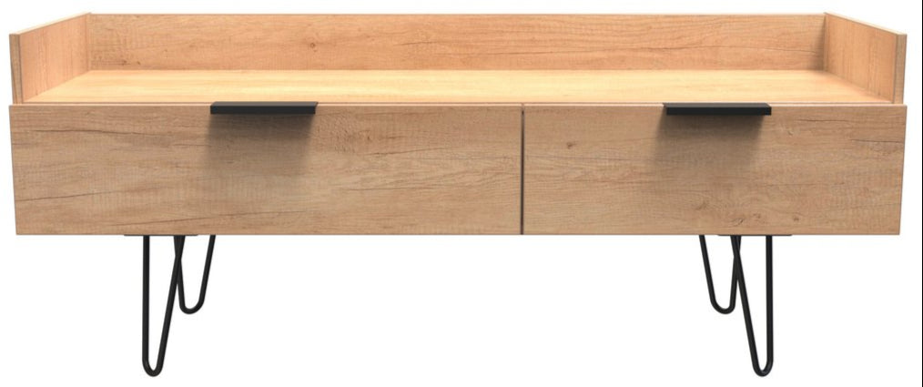 Hong Kong 2 Drawer Media Console with Black Hairpin Legs