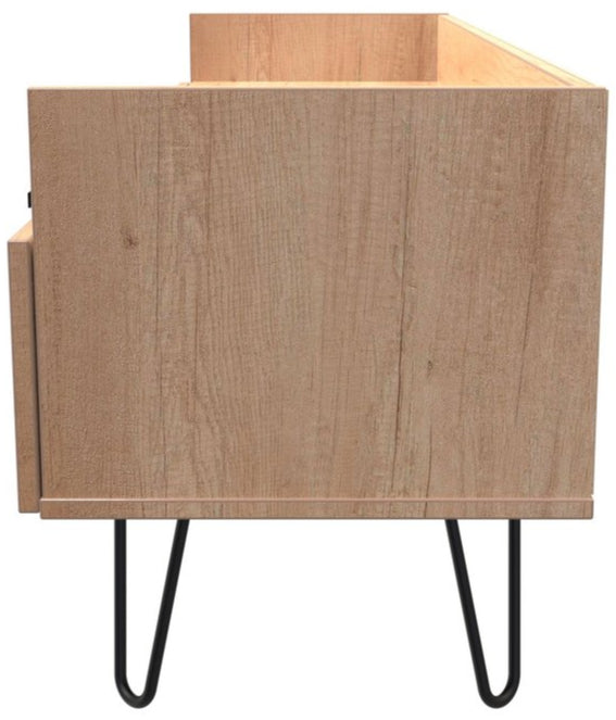 Hong Kong 2 Drawer Media Console with Black Hairpin Legs