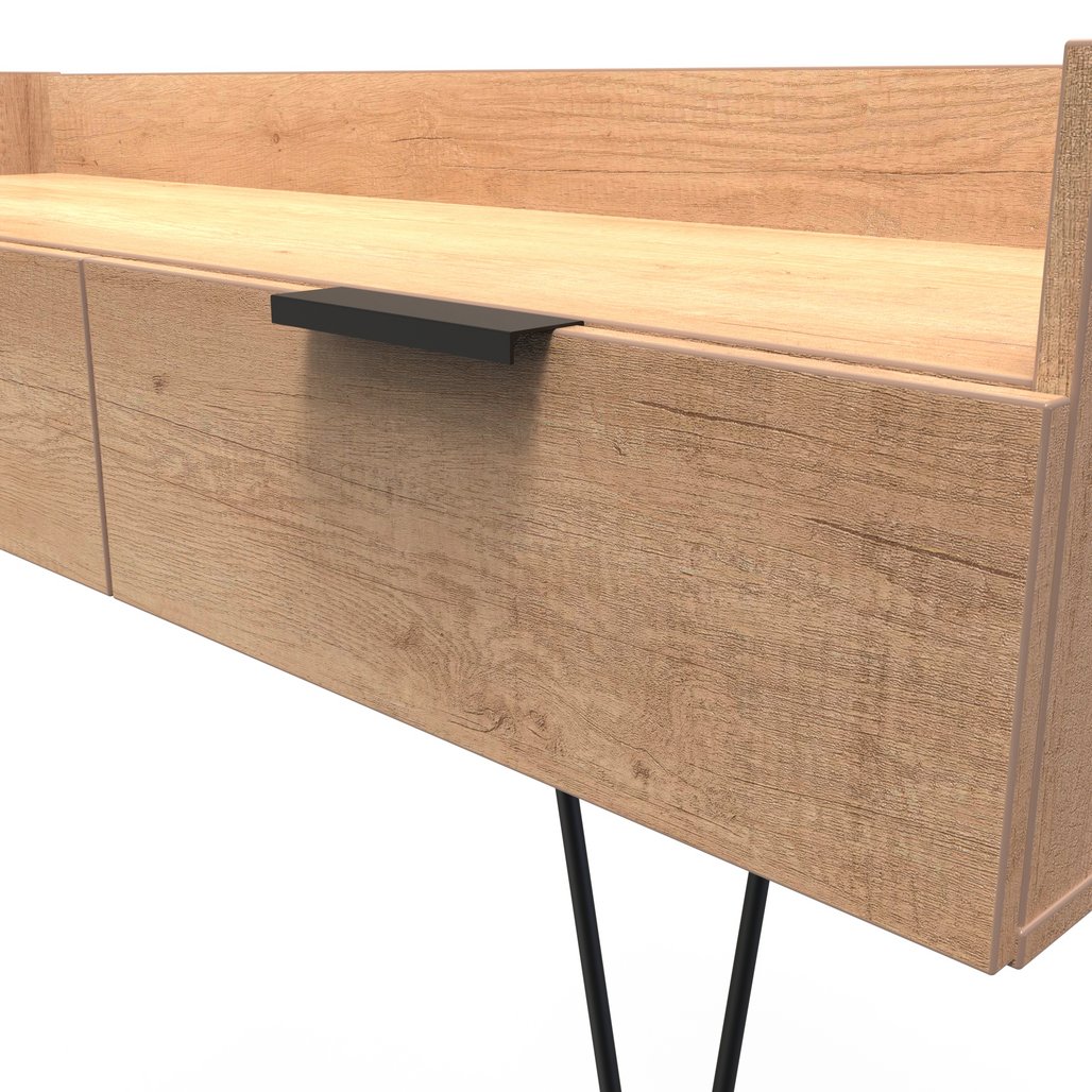 Hong Kong 2 Drawer Media Console with Black Hairpin Legs