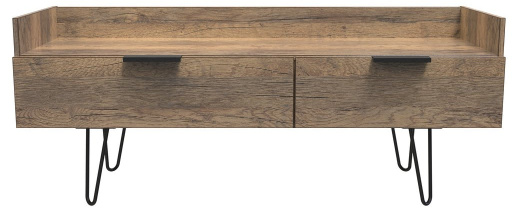 Hong Kong 2 Drawer Media Console with Black Hairpin Legs