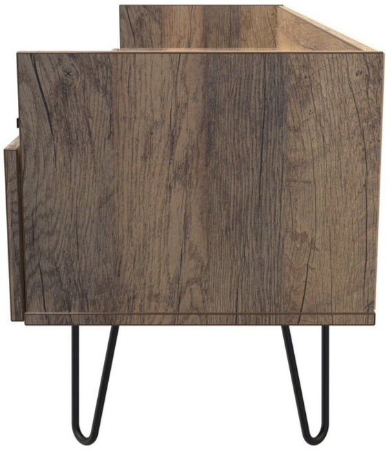 Hong Kong 2 Drawer Media Console with Black Hairpin Legs