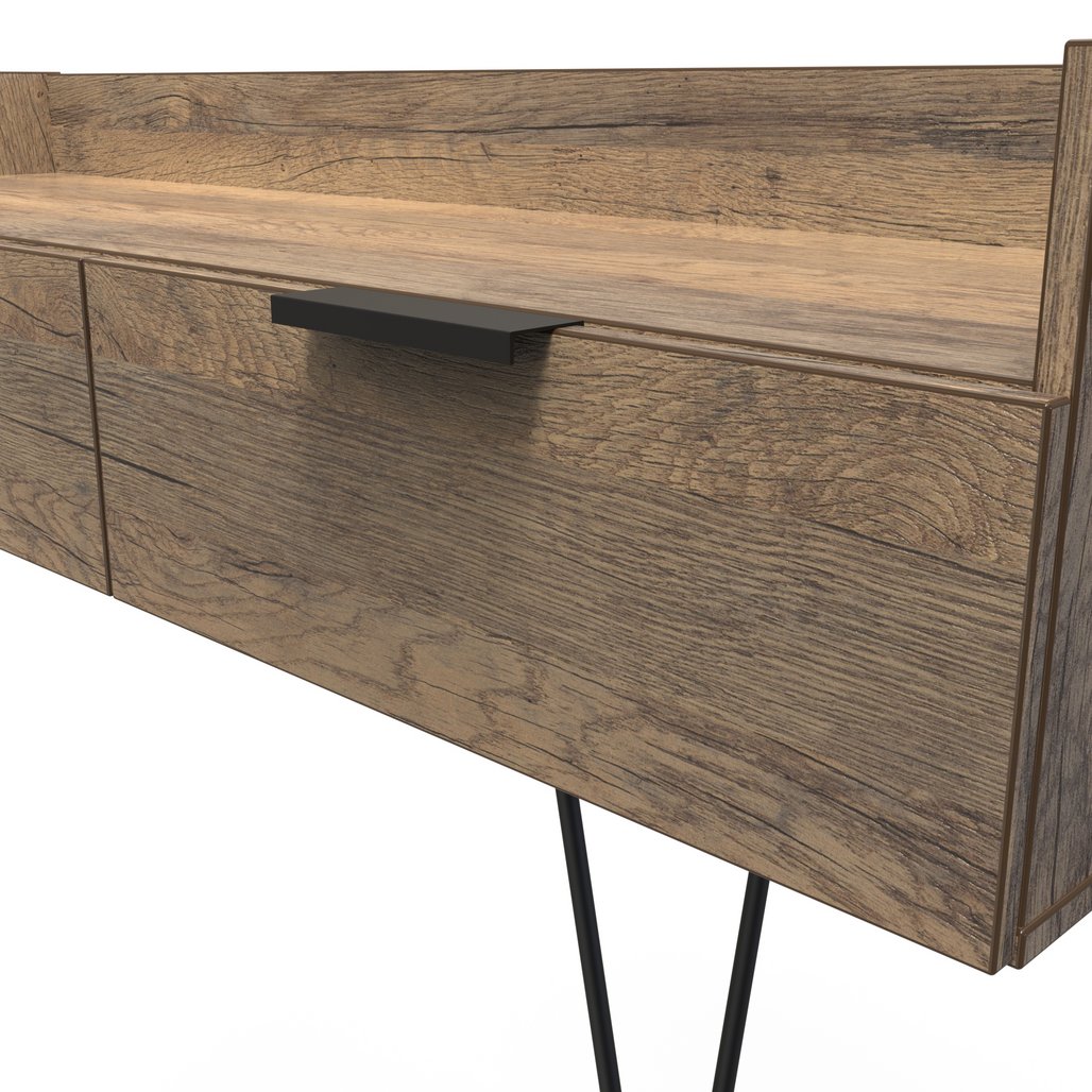 Hong Kong 2 Drawer Media Console with Black Hairpin Legs