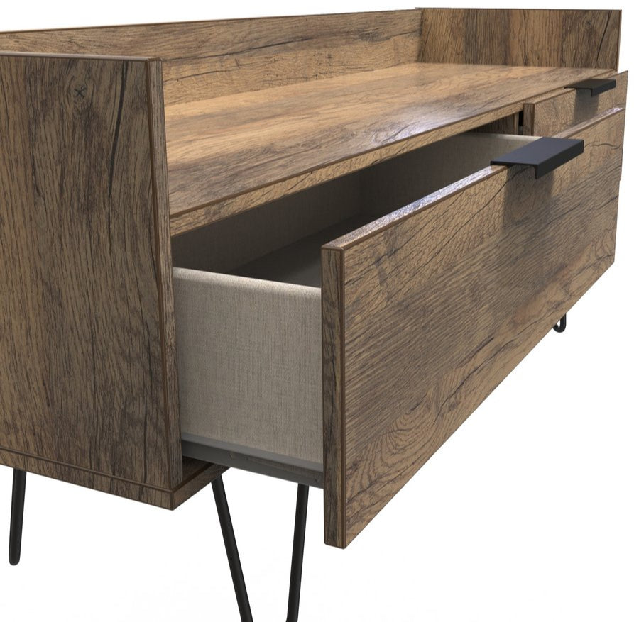 Hong Kong 2 Drawer Media Console with Black Hairpin Legs