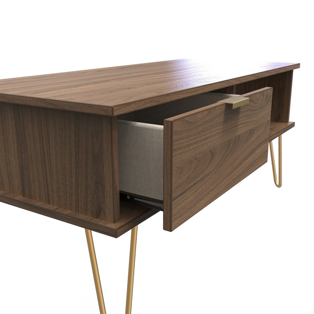 Hong Kong 1 Drawer Coffee Table with Gold Hairpin Legs