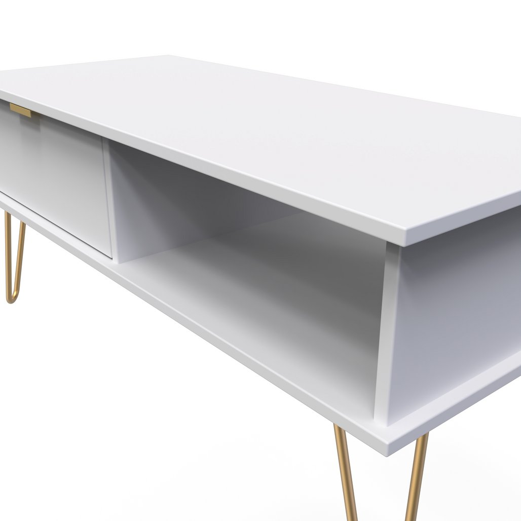 Hong Kong 1 Drawer Coffee Table with Gold Hairpin Legs