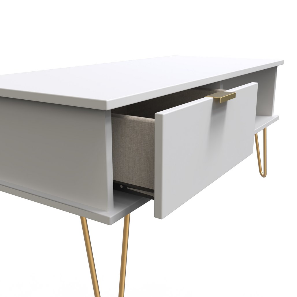 Hong Kong 1 Drawer Coffee Table with Gold Hairpin Legs