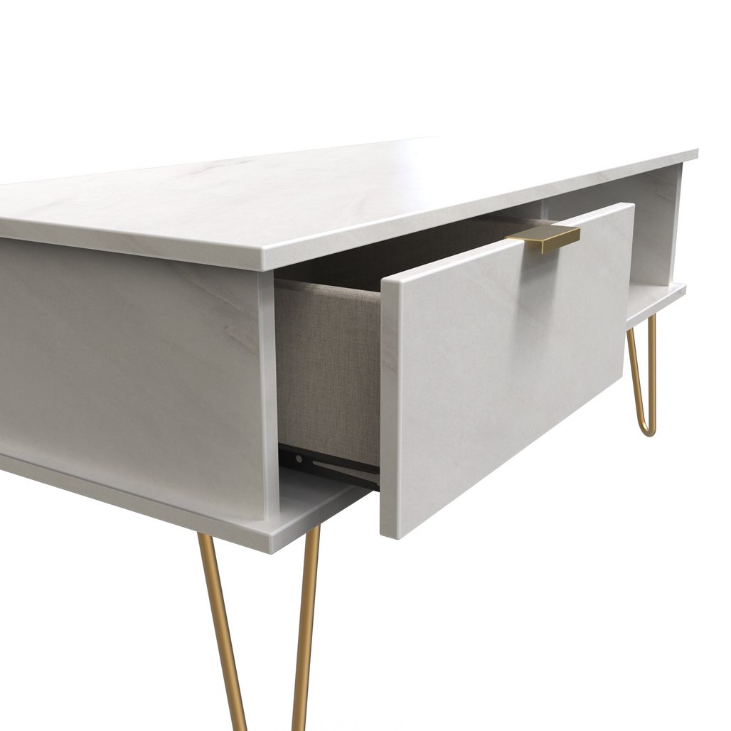 Hong Kong 1 Drawer Coffee Table with Gold Hairpin Legs