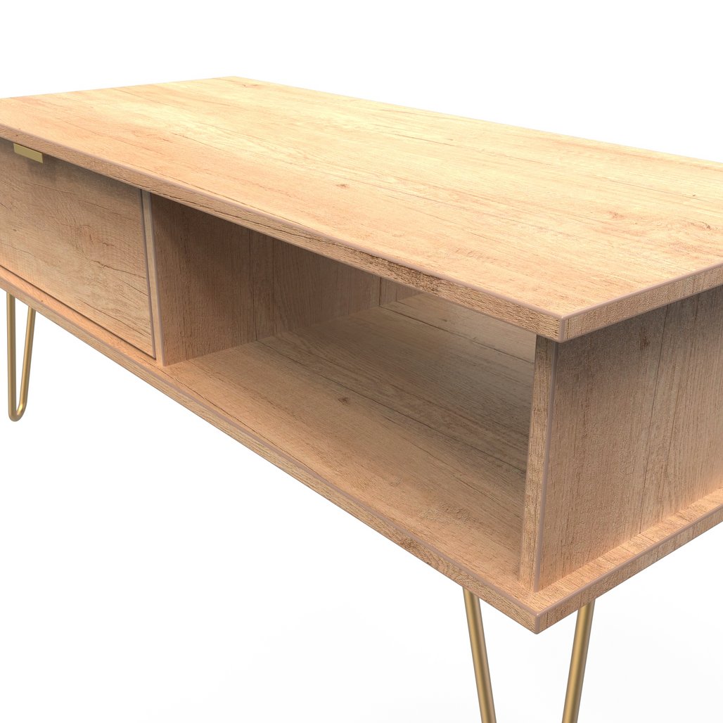 Hong Kong 1 Drawer Coffee Table with Gold Hairpin Legs