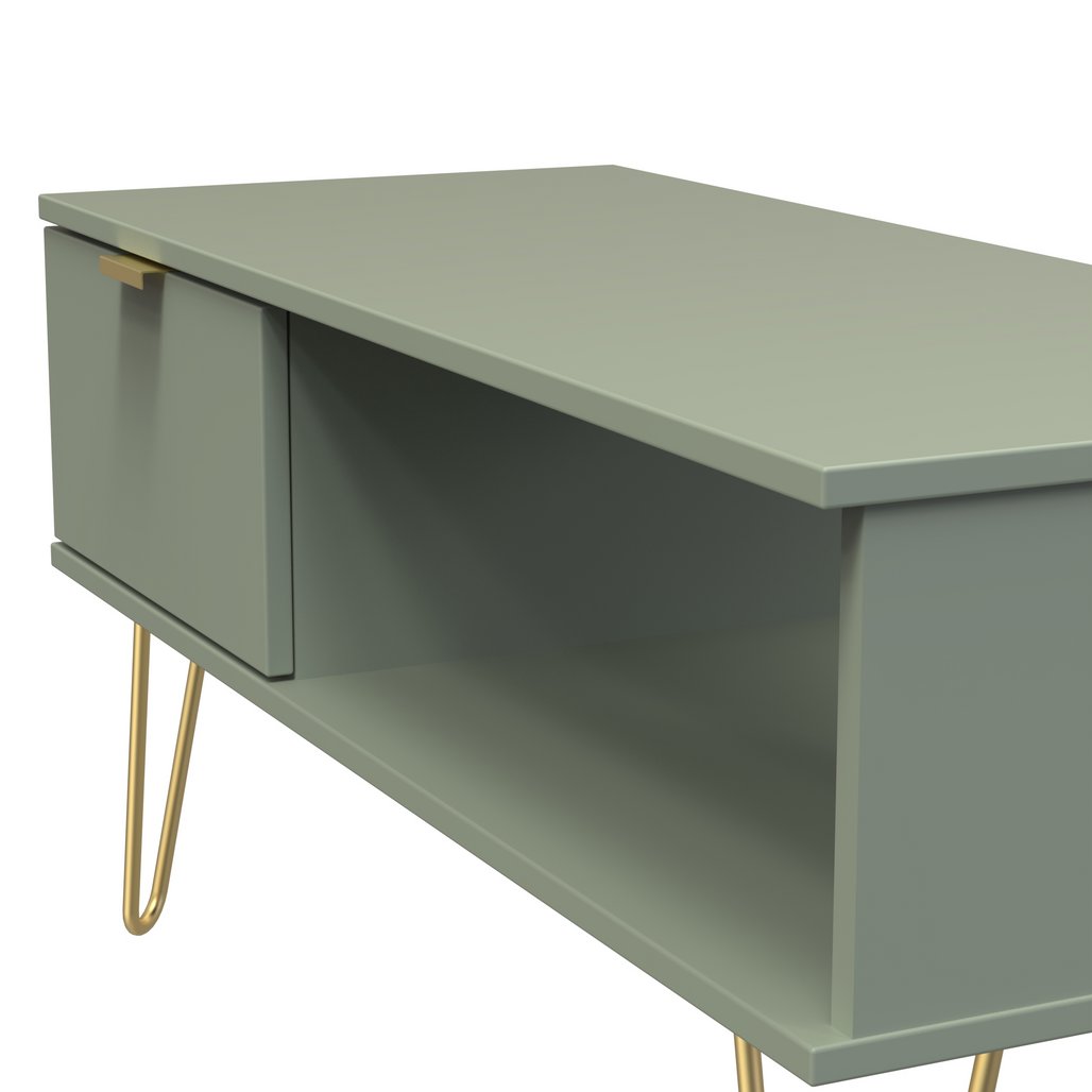 Hong Kong 1 Drawer Coffee Table with Gold Hairpin Legs