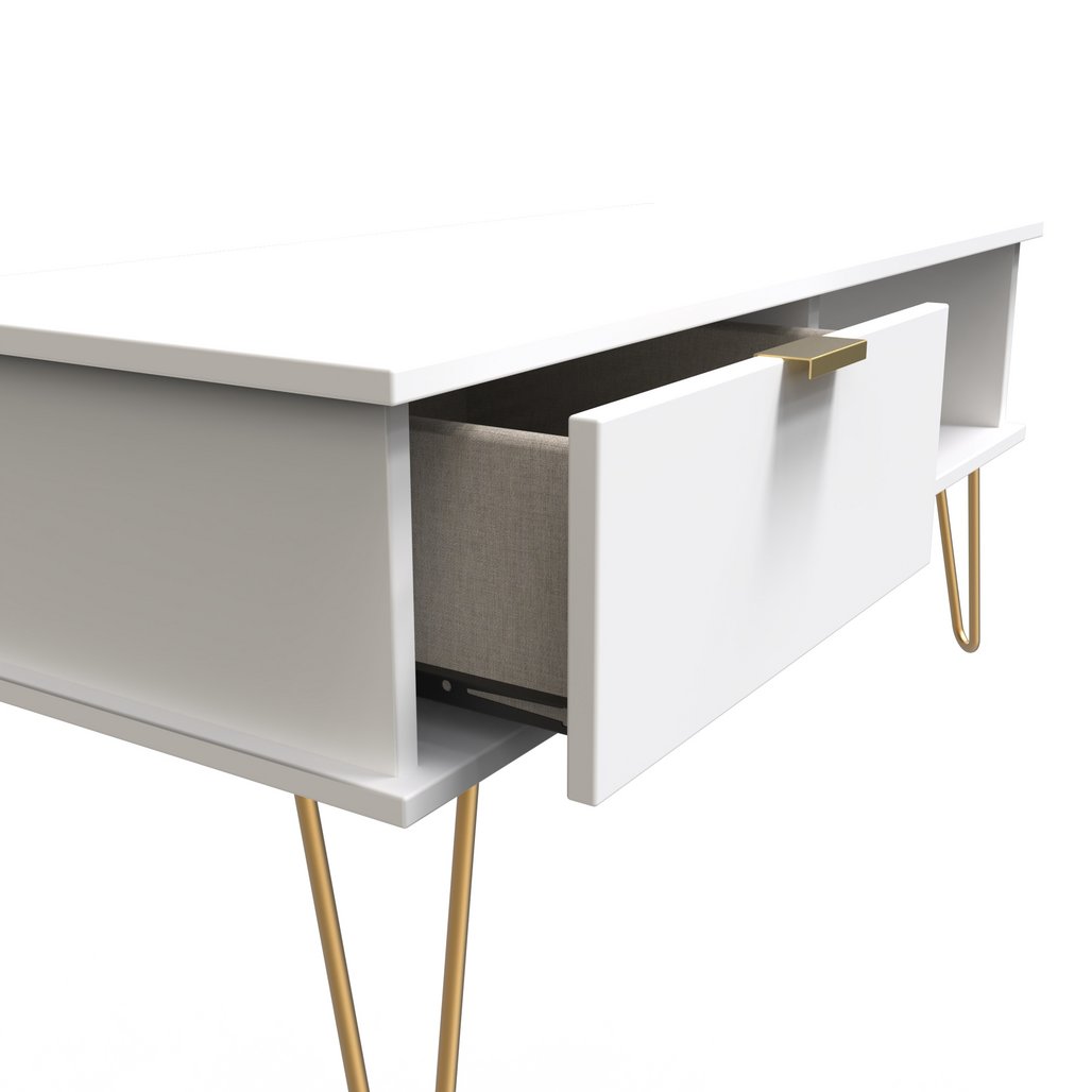 Hong Kong 1 Drawer Coffee Table with Gold Hairpin Legs