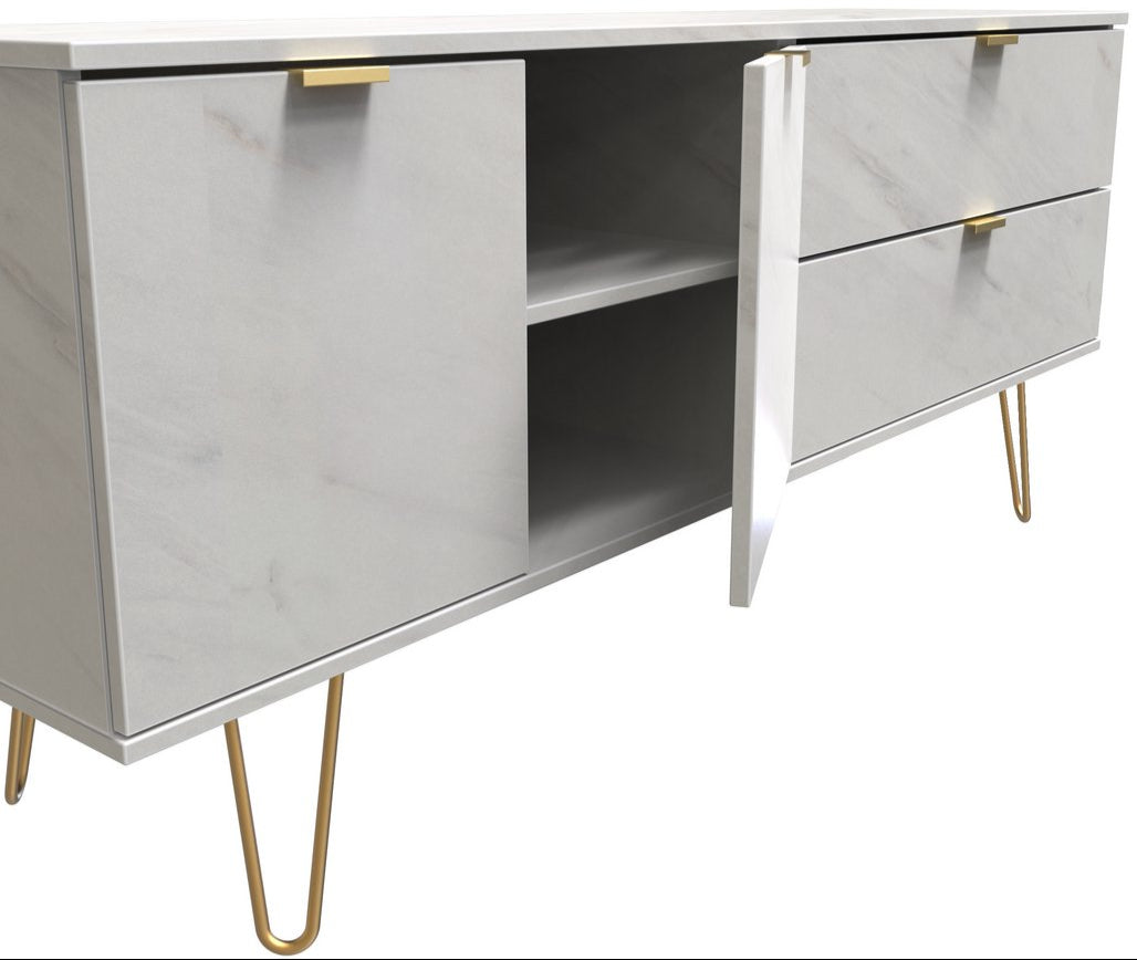 Hong Kong 2 Door 2 Drawer Sideboard with Gold Hairpin Legs