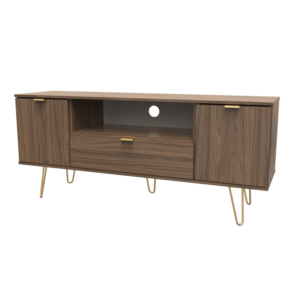 Hong Kong 2 Door 1 Drawer Wide TV Unit with Gold Hairpin Legs